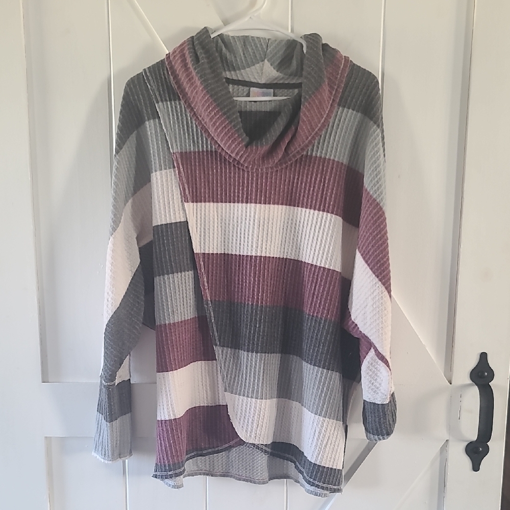 Lularoe Kristen Striped Cowl Neck Sweater - Multicolor
